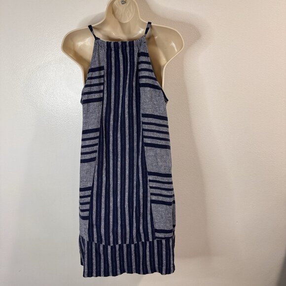 Old Navy Tank Top Dress L Shift Linen Blend Blue Pockets Boho Festival Hippie - Picture 6 of 11